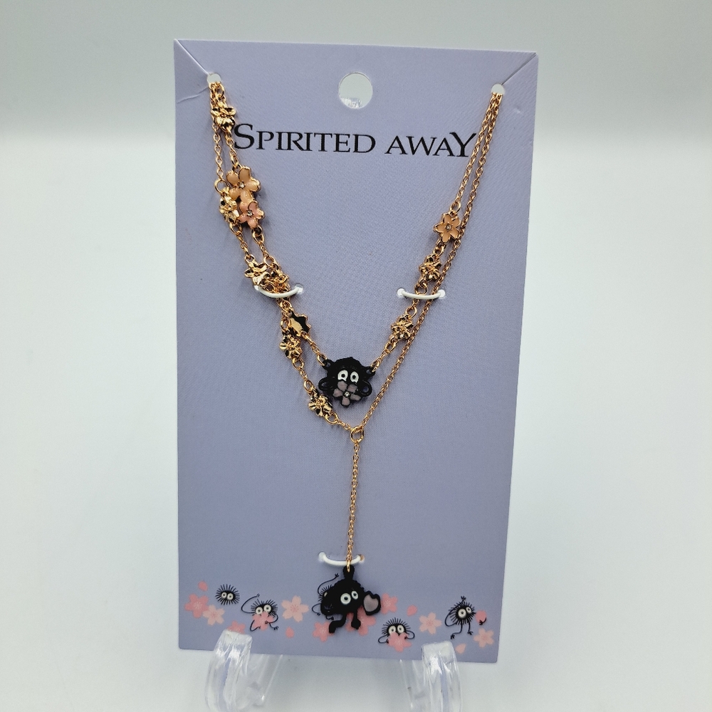 Studio Ghibli Spirited Away Soot Sprites Cherry Blossom Gold Set Of 2 Necklace